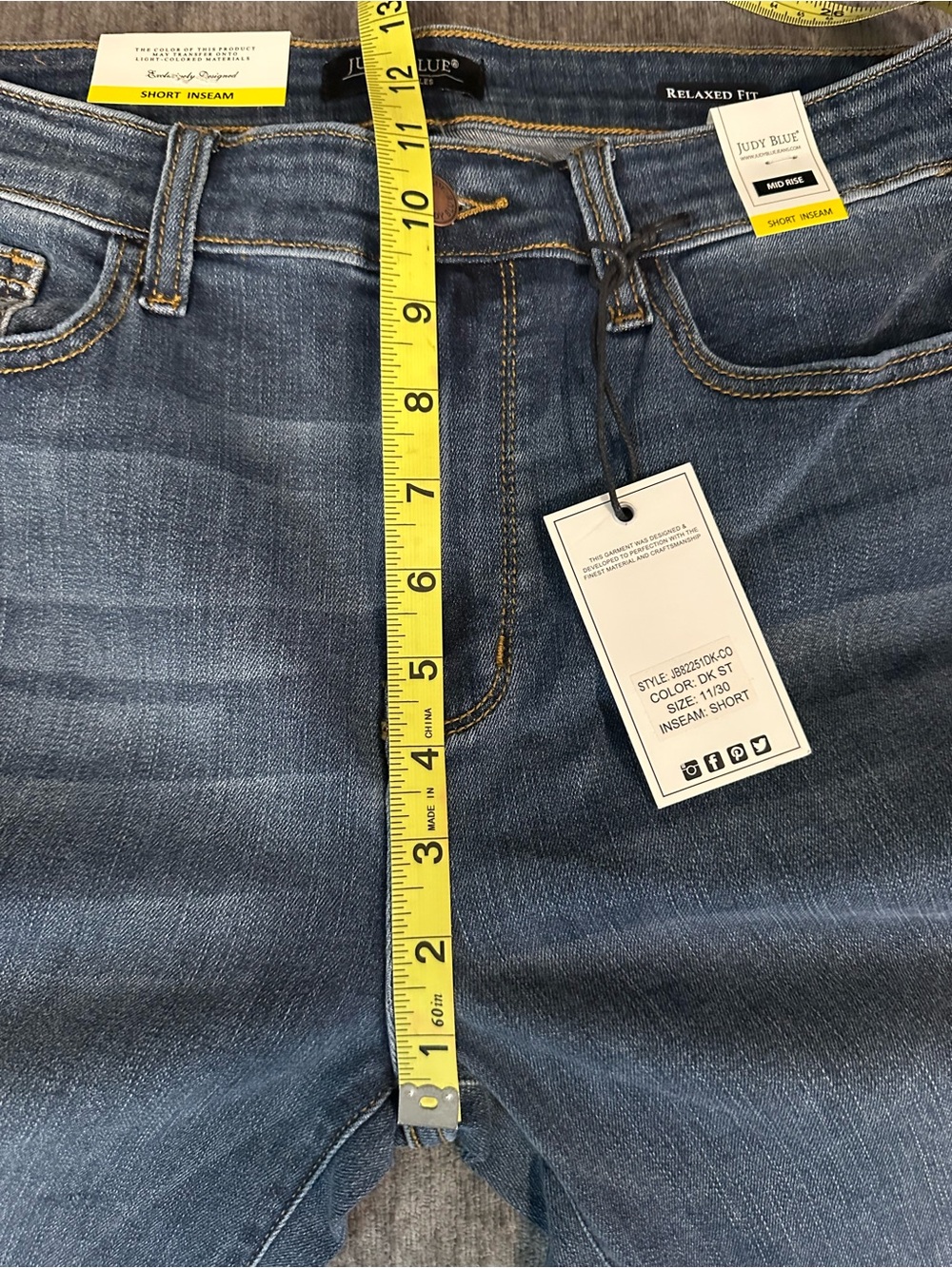 NWT Judy Blue Meant To Be Mid Rise Dark Wash Multiple Inseam Relaxed Fit Jeans - Picture 8 of 9